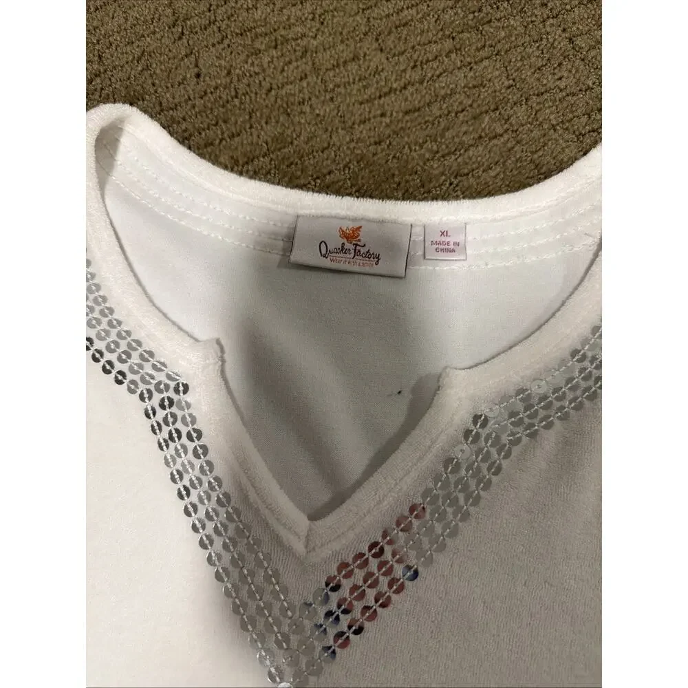 Quacker Factory Lot of 4 Women's XL Tops And Swim Cover Up Studded Nautical Star - Picture 7 of 15